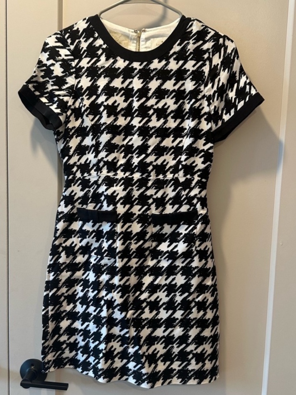 kate spade Black and White Houndstooth Short Sleeve Dress